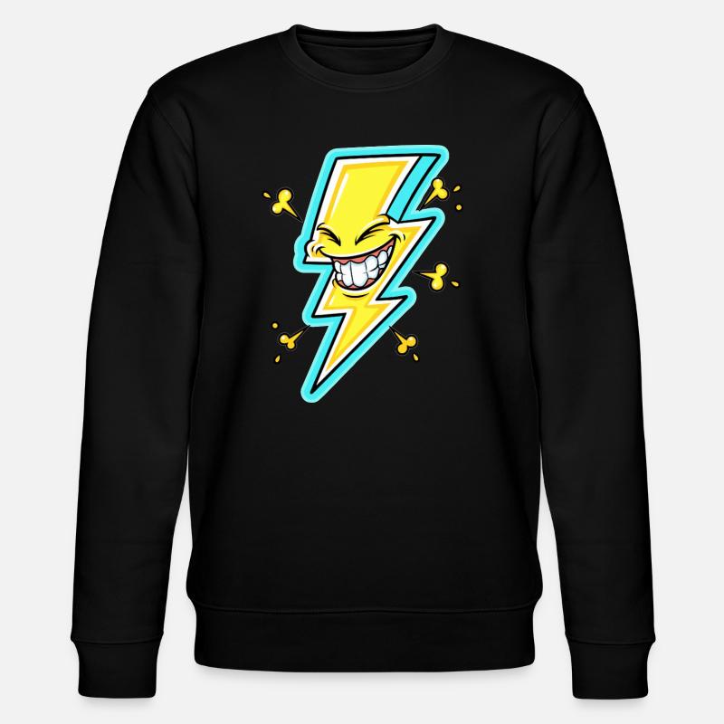 Lachender Blitz Cartoon - Stanley/Stella Unisex Bio-Sweatshirt CHANGER - Schwarz