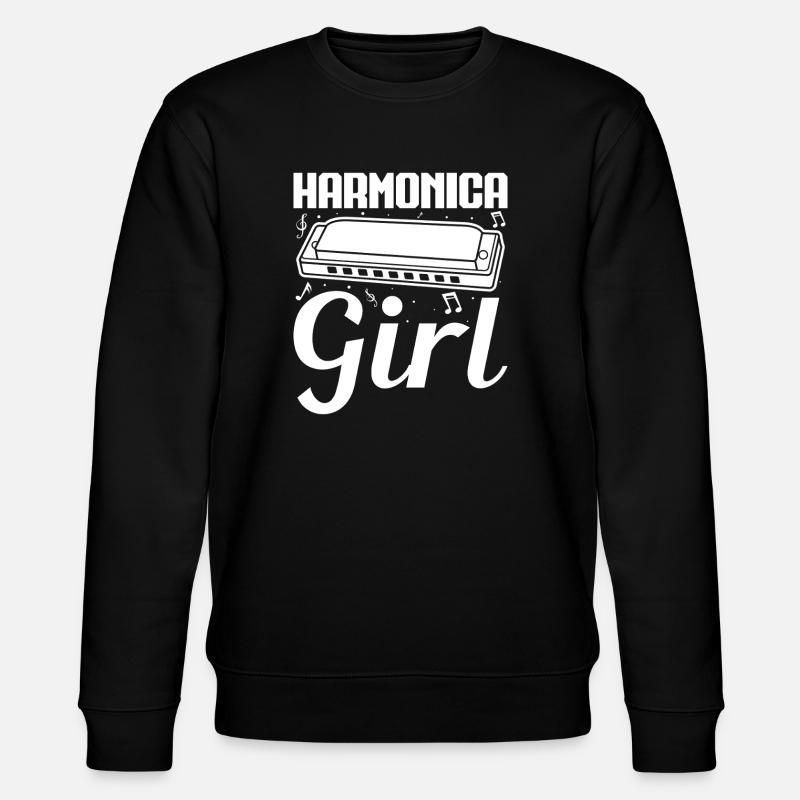 Harmonica Musican Girl Harmonica - Stanley/Stella CHANGER Unisex Organic Sweatshirt - black