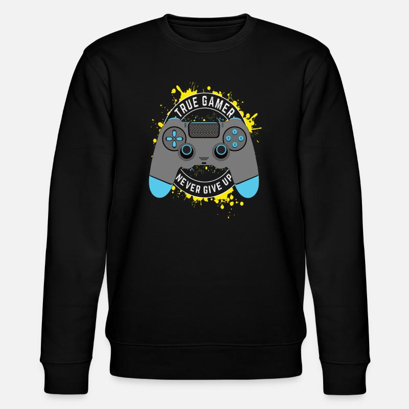 True Gamer - Never Give Up - Stanley/Stella Unisex Bio-Sweatshirt CHANGER - Schwarz