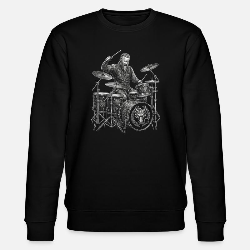 Ragnar Lodbrok plays drums - Stanley/Stella CHANGER Unisex Organic Sweatshirt - black