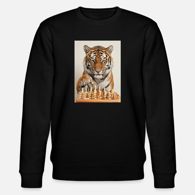 Tiger playing chess - Stanley/Stella CHANGER Unisex Organic Sweatshirt - black