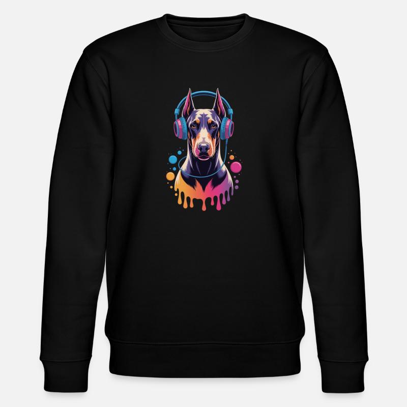 Doberman avec casque - Sweat bio CHANGER Stanley/Stella Unisexe - noir