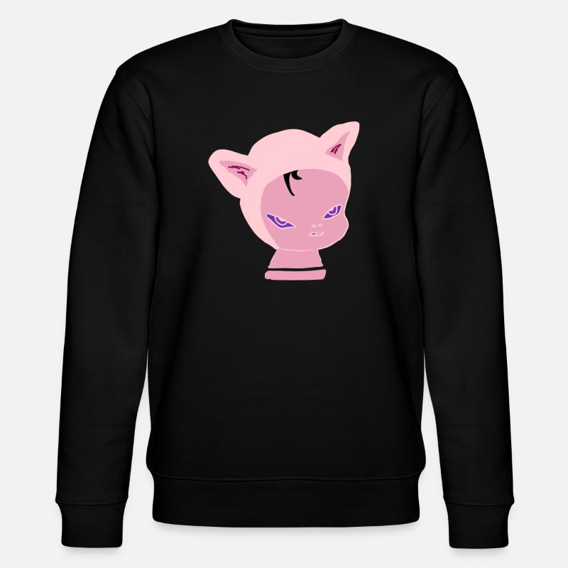 Pink Cat Head: Neon Purple Look - Stanley/Stella CHANGER Unisex Organic Sweatshirt - black