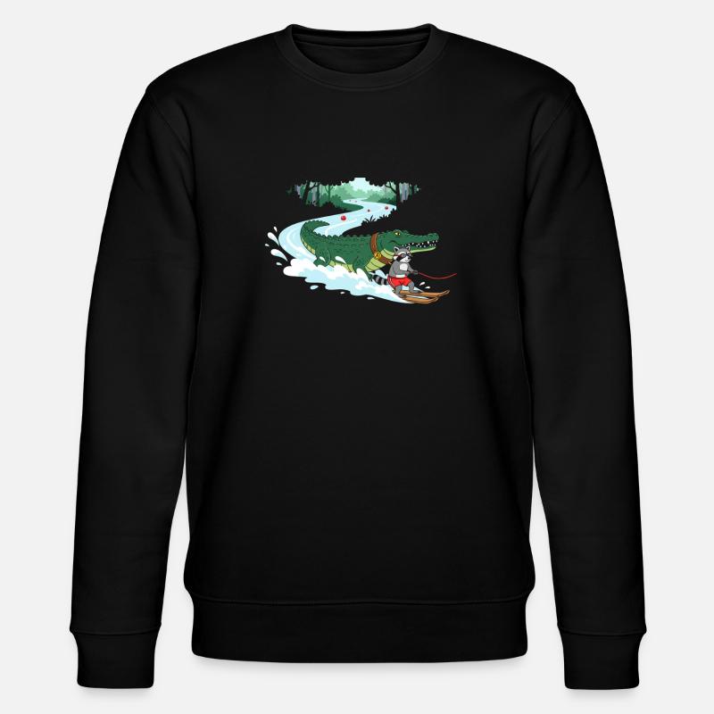 Crocodile Surfeur et Compagnon Chat - Sweat bio CHANGER Stanley/Stella Unisexe - noir