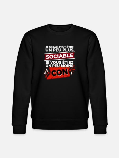 Citation Drôle Sociable Introverti Humour - Sweat bio CHANGER Stanley/Stella Unisexe - noir
