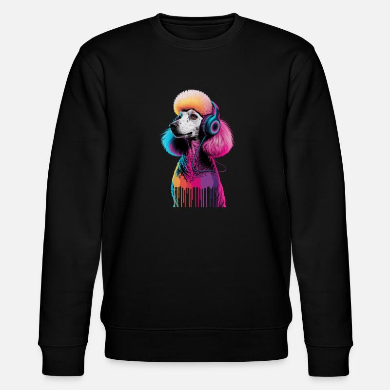 Poodle with headphones - Stanley/Stella CHANGER Unisex Organic Sweatshirt - black