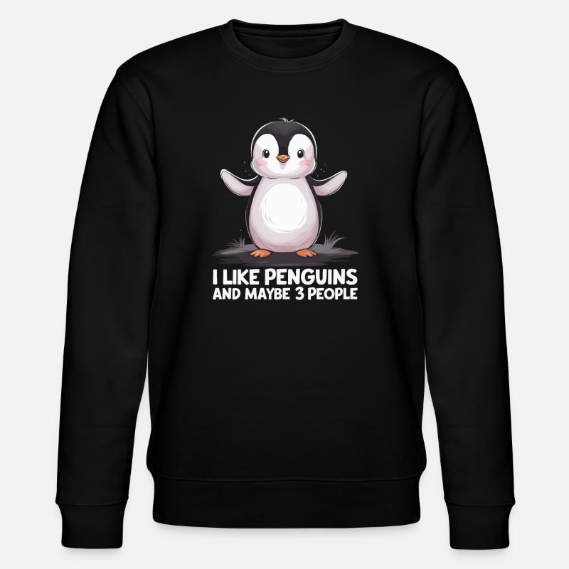 Lustiger Pinguin Spruchdruck - Stanley/Stella Unisex Bio-Sweatshirt CHANGER  - Schwarz