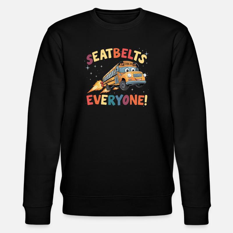 Space School Bus Rocket Flight - Stanley/Stella CHANGER Unisex Organic Sweatshirt - black