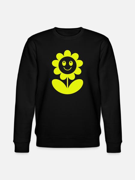 Smiling Sunflower Neon Yellow - Stanley/Stella CHANGER Unisex Organic Sweatshirt - black