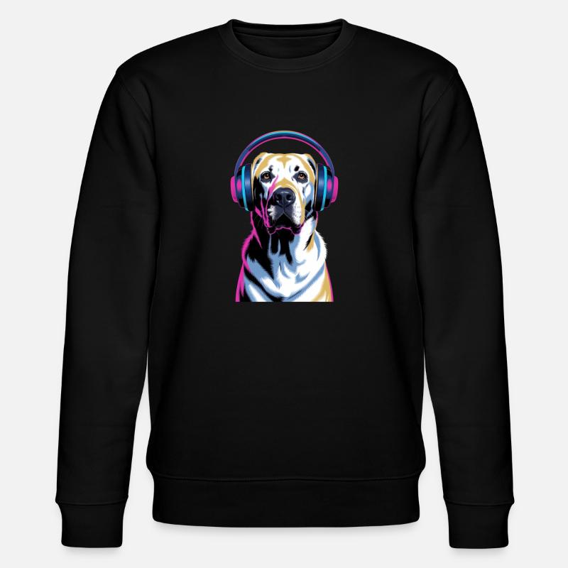 Labrador with headphones - Stanley/Stella CHANGER Unisex Organic Sweatshirt - black