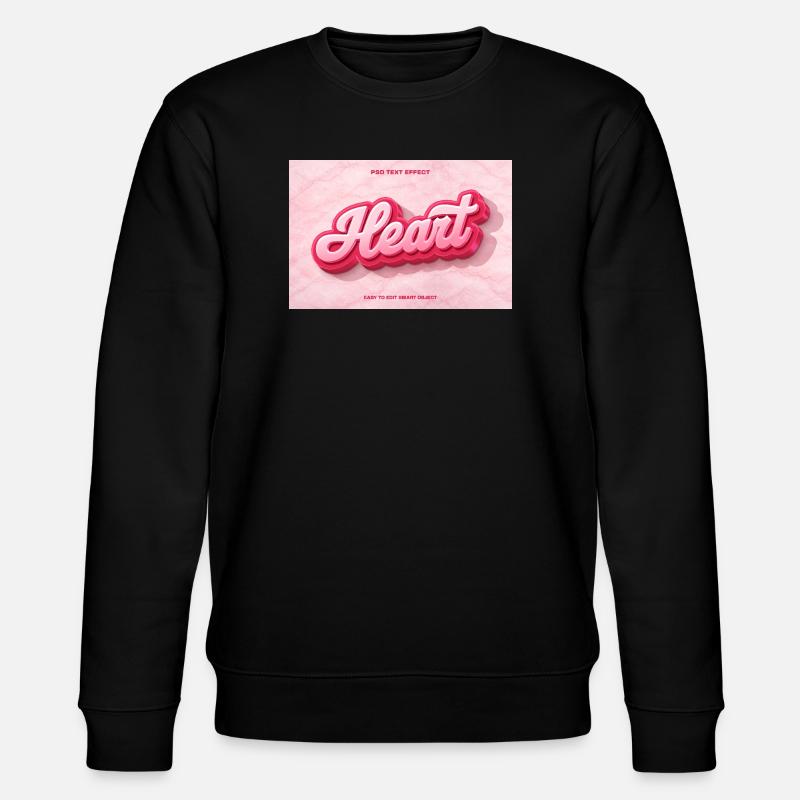 Herz 3D Schrift Pink - Stanley/Stella Unisex Bio-Sweatshirt CHANGER  - Schwarz