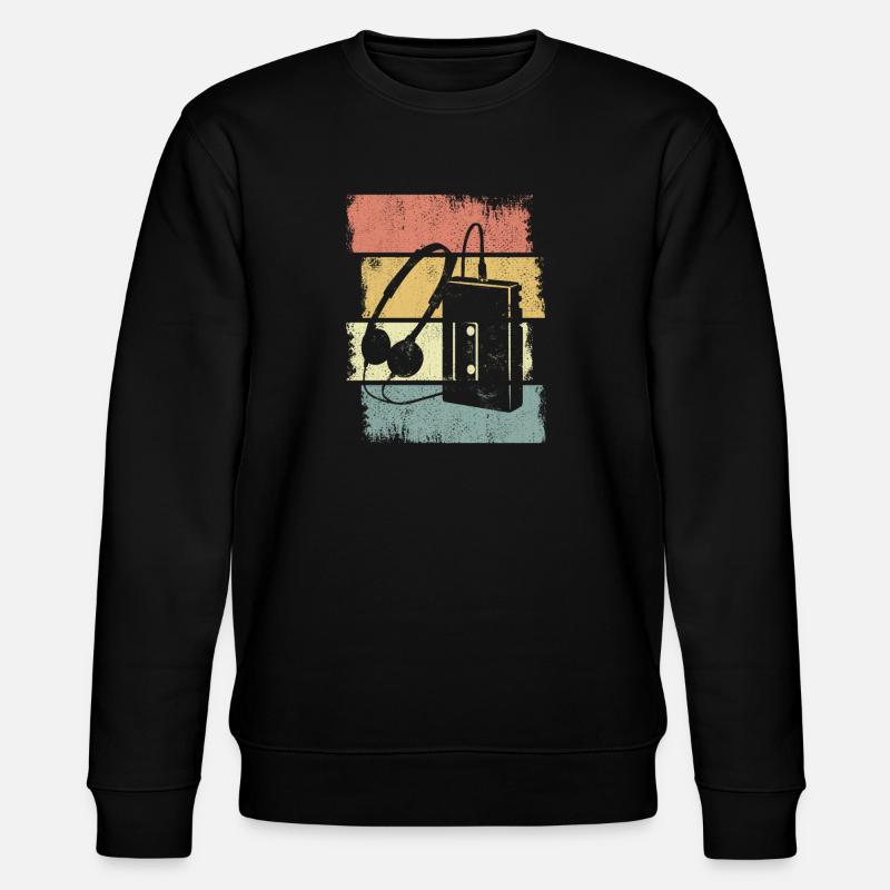 Cassette Player Graphics - Stanley/Stella CHANGER Unisex Organic Sweatshirt - black