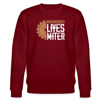 Holzhandwerker Lebens-Motiv Miter Matters - Stanley/Stella Unisex Bio-Sweatshirt CHANGER  - Burgunderrot - Vorne - Nik (191cm) & Marisol (170cm)