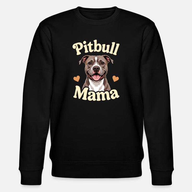 Pitbull Mama Illustration Geschenk - Stanley/Stella Unisex Bio-Sweatshirt CHANGER  - Schwarz