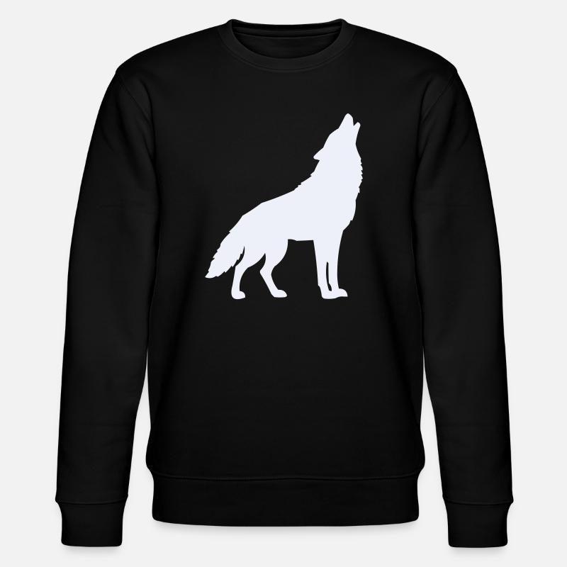 Wolfsilhouette Mondlicht - Stanley/Stella Unisex Bio-Sweatshirt CHANGER  - Schwarz
