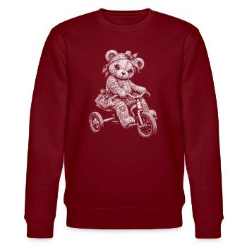 Teddybär - Stanley/Stella Unisex Bio-Sweatshirt CHANGER  - Burgunderrot - Vorne - Nik (191cm) & Marisol (170cm)