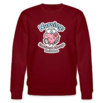 Krankenschwester Spruch lustig – Kawaii Pflege - Stanley/Stella Unisex Bio-Sweatshirt CHANGER  - Burgunderrot - Vorne - Nik (191cm) & Marisol (170cm)