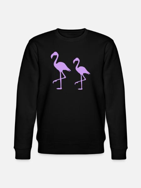 Two Flamingos Silhouettes Purple - Stanley/Stella CHANGER Unisex Organic Sweatshirt - black