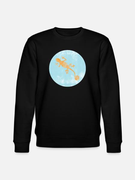 Orange Gecko on Blue Circle - Stanley/Stella CHANGER Unisex Organic Sweatshirt - black