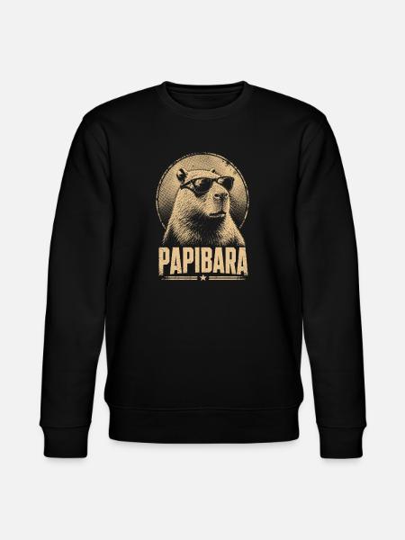 Papibara Brillen-Lama Retro - Stanley/Stella Unisex Bio-Sweatshirt CHANGER  - Schwarz
