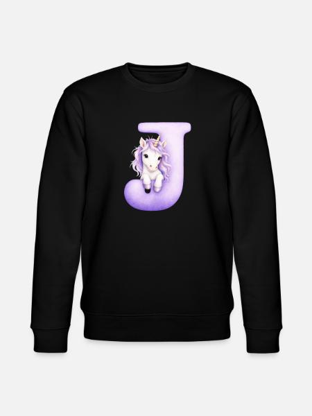 Buchstabe D Lila Einhorn - Stanley/Stella Unisex Bio-Sweatshirt CHANGER  - Schwarz