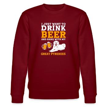 Pyrenean Dog - Stanley/Stella CHANGER Unisex Organic Sweatshirt - burgundy - Front - Nik (191cm) & Marisol (170cm)
