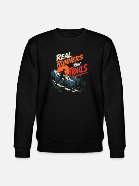 Real Runners Run Trails - Stanley/Stella CHANGER Unisex Organic Sweatshirt - black