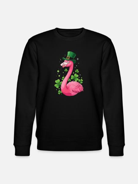 Flamingo mit Shamrock-Hut - Stanley/Stella Unisex Bio-Sweatshirt CHANGER  - Schwarz