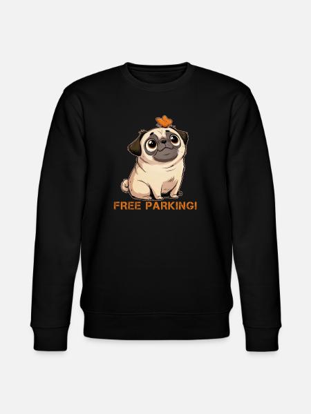 Lustiger Mops Free Parking - Stanley/Stella Unisex Bio-Sweatshirt CHANGER - Schwarz