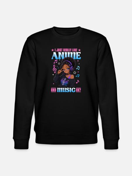 Anime and Music Chibi Black Girl - Stanley/Stella CHANGER Unisex Organic Sweatshirt - black
