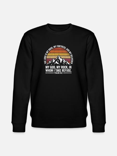 Mon Rocher - Psaume 18:2 - Design rétro Berge - Sweat bio CHANGER Stanley/Stella Unisexe - noir