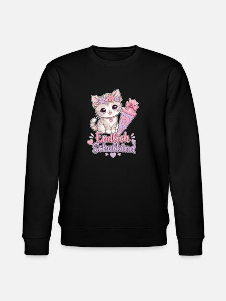 Endlich Schulkind Katzenliebe - Stanley/Stella Unisex Bio-Sweatshirt CHANGER  - Schwarz
