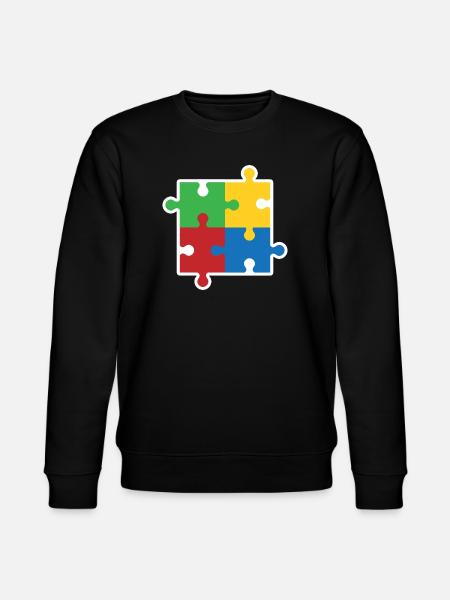 Autism Puzzle Icon - Stanley/Stella CHANGER Unisex Organic Sweatshirt - black