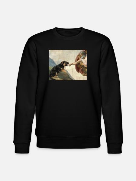Dog God's Hand Shepherd Dog Meme - Stanley/Stella CHANGER Unisex Organic Sweatshirt - black
