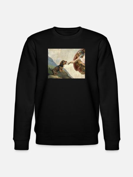 Dog God Hand Dachshund Dogs meme - Stanley/Stella CHANGER Unisex Organic Sweatshirt - black