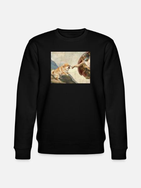 Dog God Hand Pomeranian Dog meme - Stanley/Stella CHANGER Unisex Organic Sweatshirt - black
