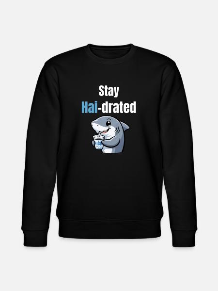 Shark-drated | Funny cartoon shark with drink - Stanley/Stella CHANGER Unisex Organic Sweatshirt - black