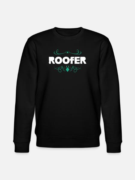 ROOFER Logo with Teal Ornament - Stanley/Stella CHANGER Unisex Organic Sweatshirt - black
