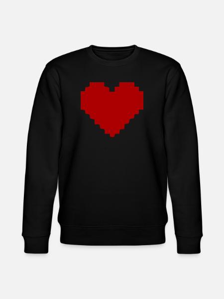Red Heart Red Pixel Heart Gift - Stanley/Stella CHANGER Unisex Organic Sweatshirt - black