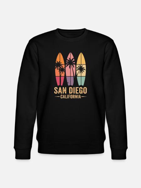 Surfer Palm Trees Retro San Diego - Stanley/Stella CHANGER Unisex Organic Sweatshirt - black