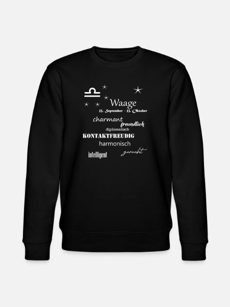 Waage_Sternzeichen - Stanley/Stella Unisex Bio-Sweatshirt CHANGER  - Schwarz