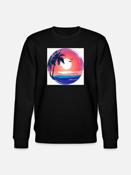 Sunset Palm Circle Ocean Glow - Stanley/Stella CHANGER Unisex Organic Sweatshirt - black