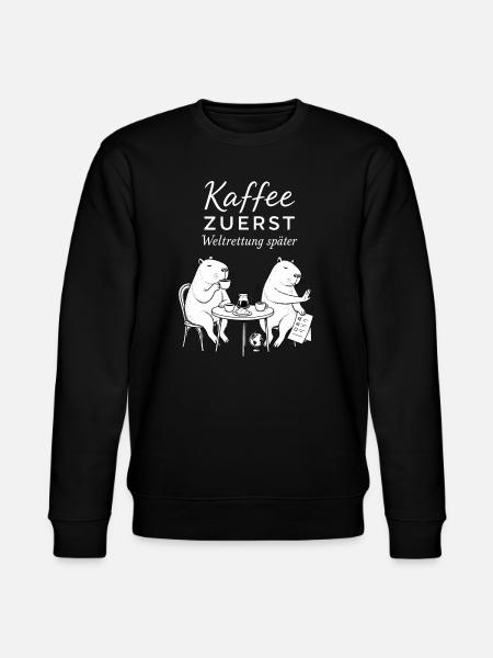 Kaffee zuerst Bärenhumor - Stanley/Stella Unisex Bio-Sweatshirt CHANGER - Schwarz
