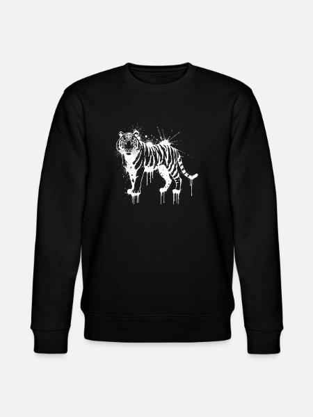 Weiß gespritzter Tiger - Stanley/Stella Unisex Bio-Sweatshirt CHANGER - Schwarz