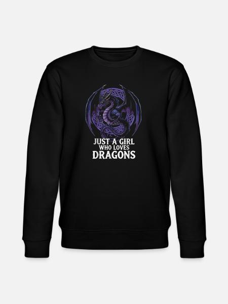 Mädchen liebt Drachen Grafik - Stanley/Stella Unisex Bio-Sweatshirt CHANGER - Schwarz