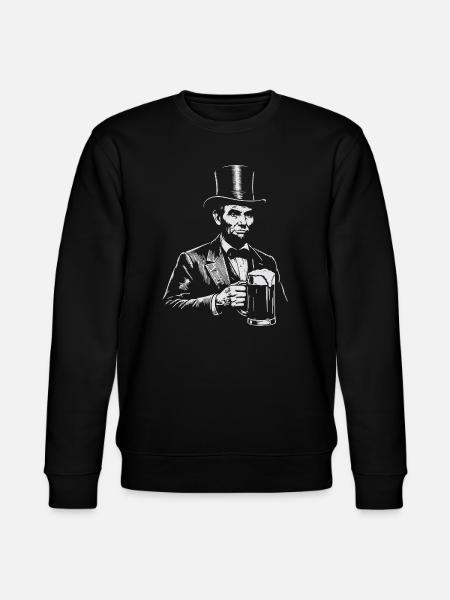 Abraham Lincoln trinkt Bier - Stanley/Stella Unisex Bio-Sweatshirt CHANGER - Schwarz