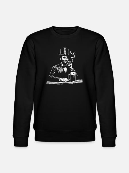 Abraham Lincoln smoking cigar - Stanley/Stella CHANGER Unisex Organic Sweatshirt - black