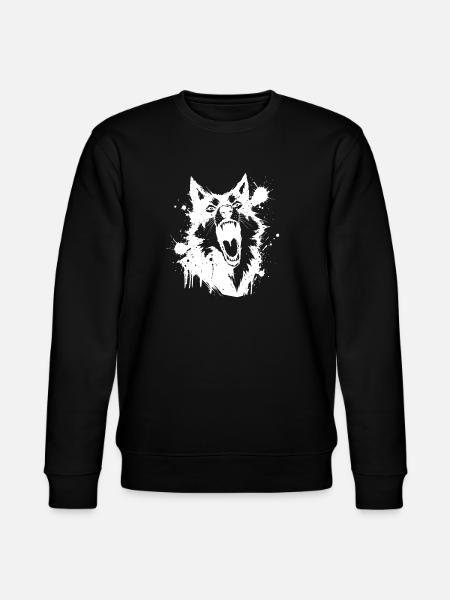 Wolf heult in weißen Spritzsplittern - Stanley/Stella Unisex Bio-Sweatshirt CHANGER - Schwarz
