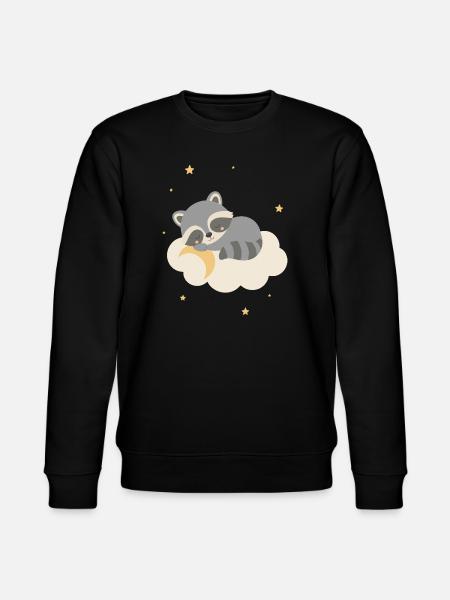 Cute raccoon sleeping on cloud - Stanley/Stella CHANGER Unisex Organic Sweatshirt - black