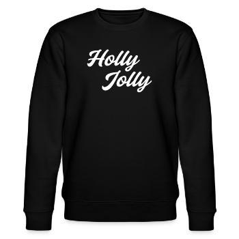 Holly Jolly Schriftzug - Stanley/Stella Unisex Bio-Sweatshirt CHANGER  - Schwarz - Vorne - Nik (191cm) & Marisol (170cm)